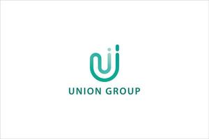 Letter U simple and line art creative green color union group social work business logo vector