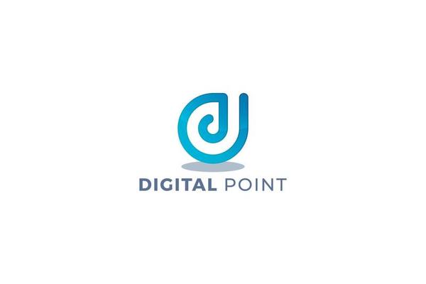 Letter D digital point creative 3d blue color simple circular business logo