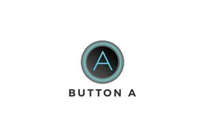 Letter A blue color 3d button design vector