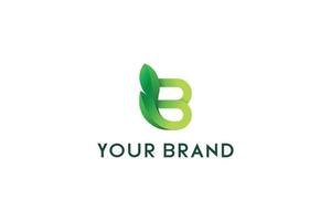 Letter b green leafy botanical care environmental logo vector