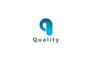 letra q 3d color azul logotipo de calidad creativa vector