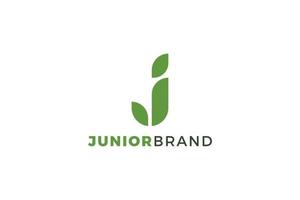 Letter J green color leafy natural business logo vector