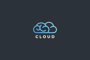 cloud computing line art technological modern logo vector