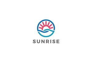 Sunrise and sunset in ocean wave natural logo vector
