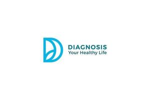 Letter D blue color creative diagnosis logo vector