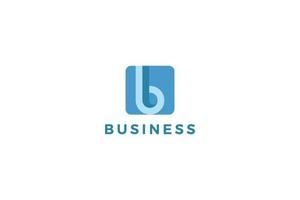 Letter b simple flat blue color business logo vector