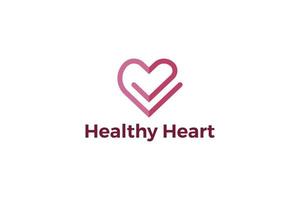 Healthy heart simple and modern line art logo design