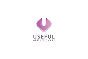 Letter U pink color creative 3d aesthetic care useful corporate logo vector