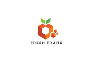 logotipo de fruta moderna creativa hexagonal vector