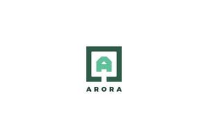 Letter A Green box logo for company vector