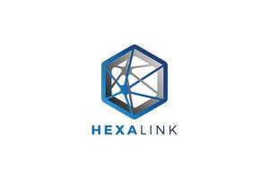 Hexagonal link connection abstract logo design vector