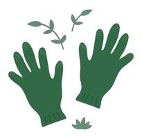 Vector gardening gloves isolated on white background. Flat spring garden protecting clothes illustration. Farm equipment icon.