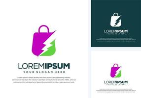 abstract bag and thunder logo design vector