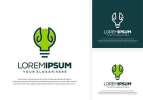 abstract bulb and leaf logo design vector