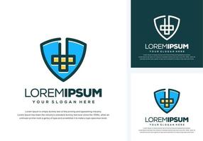 abstract shield and medical logo design vector