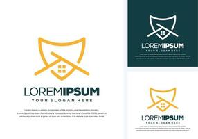 shield and house logo design vector