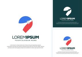 diseño de logotipo abstracto pin y cohete vector