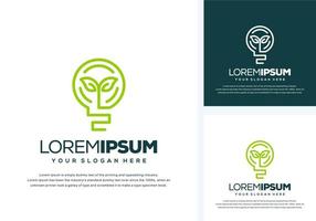 abstract bulb and leaf logo design vector