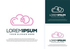 cloud and flower logo design vector