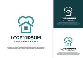 love and house logo design vector