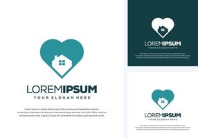 love and house logo design vector