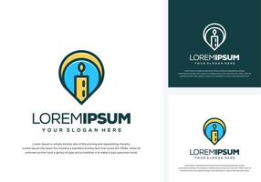 pin and candle logo design vector