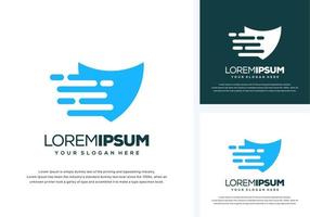 abstract shield and fast logo design vector