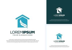 abstract feather and house logo design vector