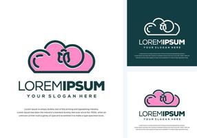 cloud and flower logo design vector