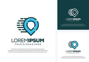 abstract pin and fast logo design vector