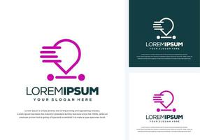 abstract pin and fast logo design vector