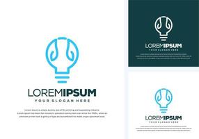 abstract bulb and leaf logo design vector