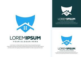 shield and house logo design vector