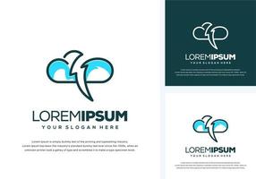 abstract cloud and thunder logo design vector