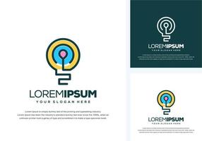 abstract bulb and pin logo design vector