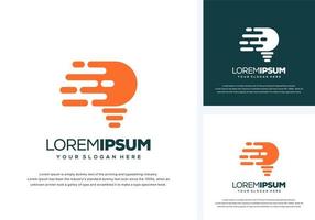 abstract bulb and fast logo design vector