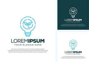 abstract bulb and leaf logo design