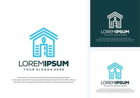 abstract house and candle logo design vector