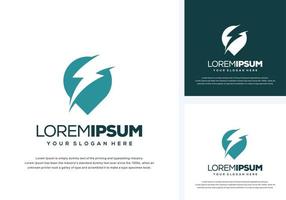 abstract pin and thunder logo design vector