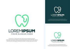 abstract dental and leaf logo design vector