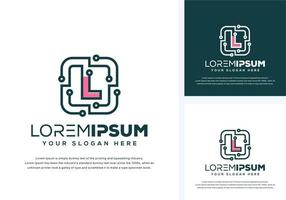 abstract letter l with tech logo design vector