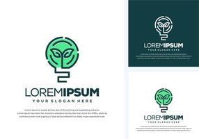 abstract bulb and leaf logo design vector