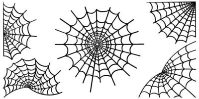 Spider web set isolated on white background. doodle Vector illustration of cobweb.