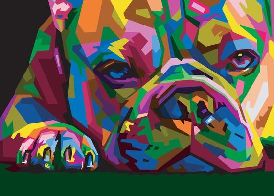 colorful dog head with cool isolated pop art style backround. WPAP style