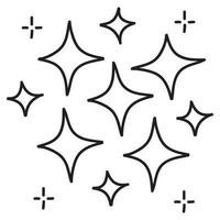 conjunto de garabatos de estrellas vectoriales icono brillante, icono de superficie limpia. estrellas de efecto de luz brillante y explosión brillante. aislado sobre fondo blanco. ilustración vectorial vector