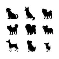 Set of black silhouettes of dogs vector