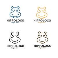 Hippopotamus logo set vector