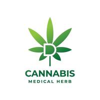 diseño moderno del logotipo de cannabis letra d vector