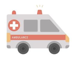 furgoneta de ambulancia vectorial aislada en fondo blanco. icono de coche de emergencia vacío. divertida ilustración especial de transporte médico. concepto de primeros auxilios vector