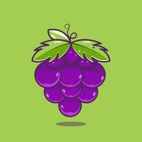 concepto de uva de dibujos animados de ilustración de fruta de uva vector